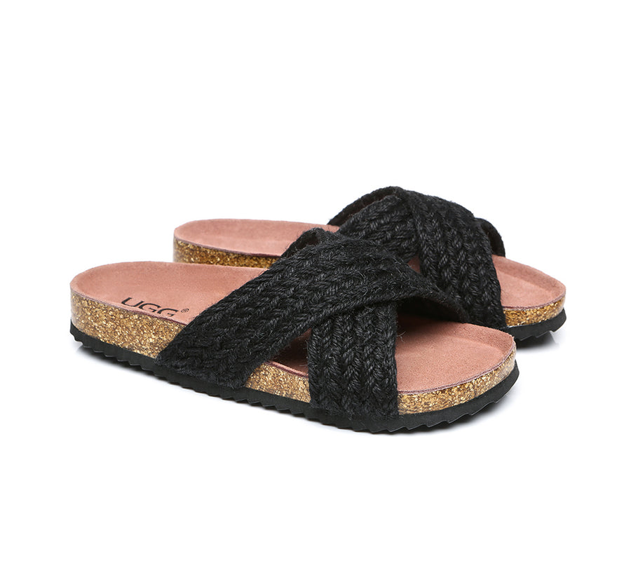 Australian Shepherd UGG Women Sandals Espadrilles Flat Slide Milo-Sandals-PEROZ Accessories