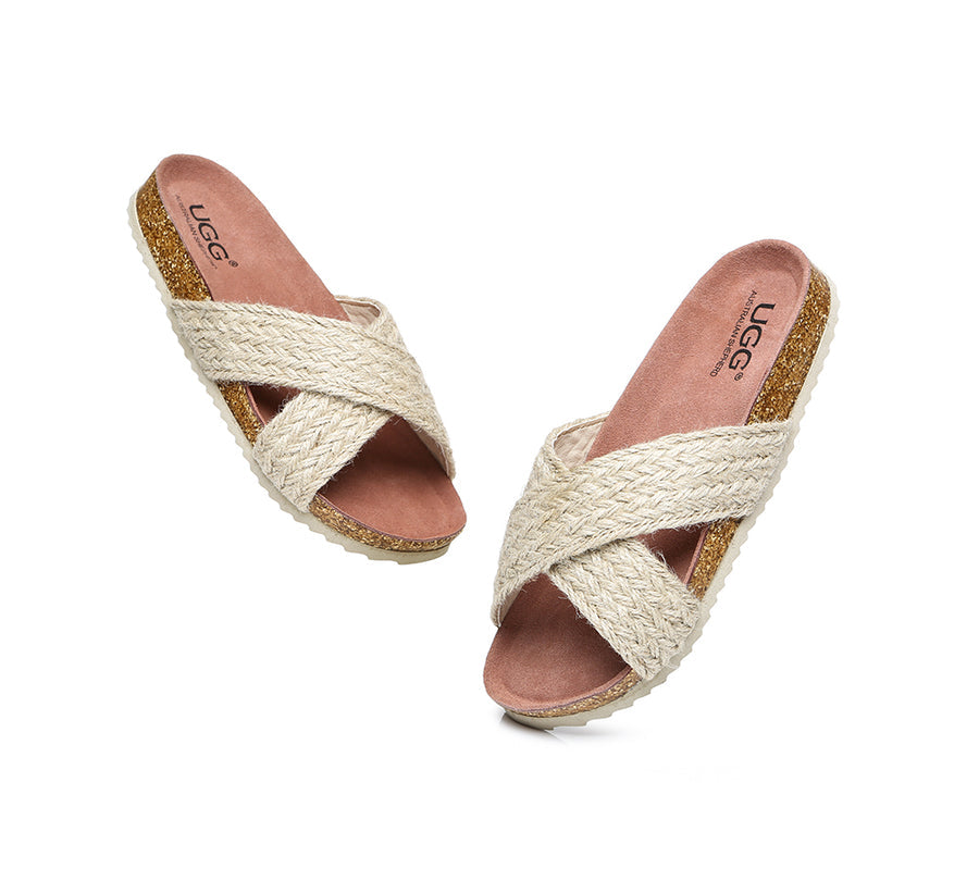 Australian Shepherd UGG Women Sandals Espadrilles Flat Slide Milo-Sandals-PEROZ Accessories