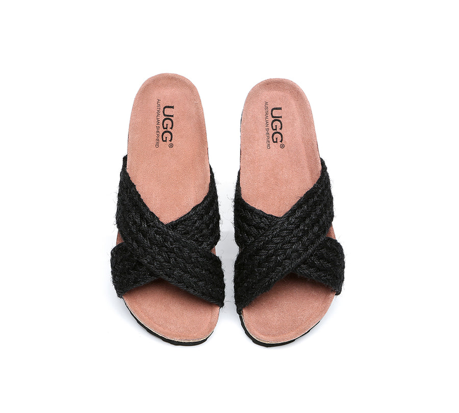 Australian Shepherd UGG Women Sandals Espadrilles Flat Slide Milo-Sandals-PEROZ Accessories