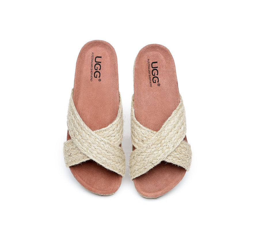 Australian Shepherd UGG Women Sandals Espadrilles Flat Slide Milo-Sandals-PEROZ Accessories