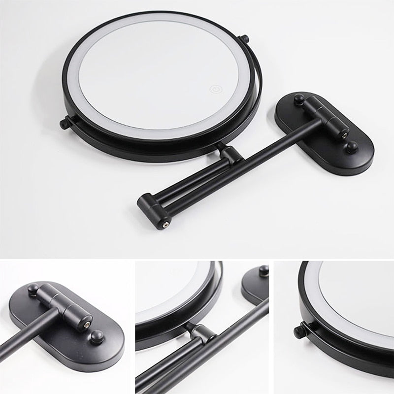 Anyvogue Silver 8in Wall Mounted Smart LED Makeup Mirror Double Sided Touch Dimming Adjustable 3x Magnification USB Type-Makeup Mirror-PEROZ Accessories