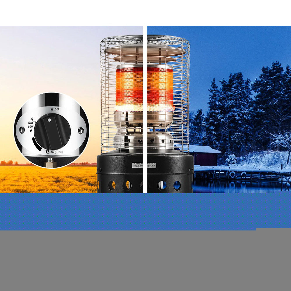 Devanti Gas Patio Outdoor Heater Propane Butane LPG Portable Heater Stand Steel Black-Appliances &gt; Heaters-PEROZ Accessories