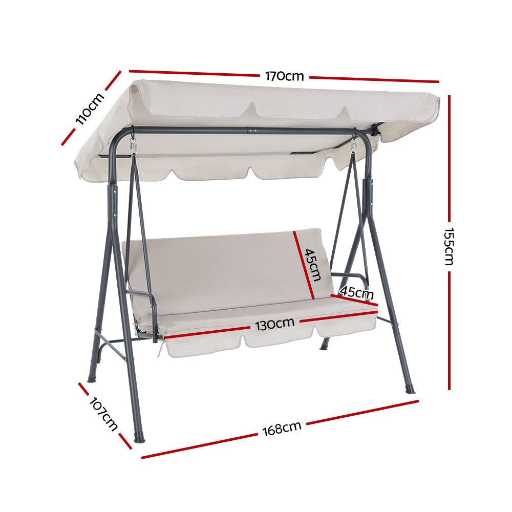 Gardeon Outdoor Swing Chair Hammock 3 Seater Garden Canopy Bench Seat Backyard-Furniture &gt; Outdoor-PEROZ Accessories