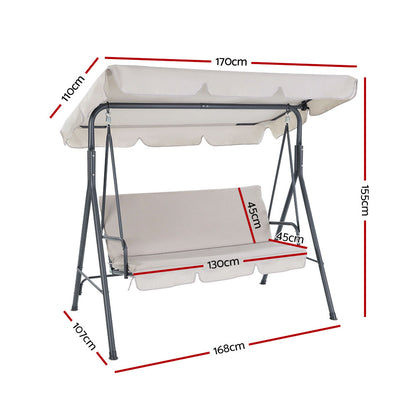 Gardeon Outdoor Swing Chair Hammock 3 Seater Garden Canopy Bench Seat Backyard-Furniture &gt; Outdoor-PEROZ Accessories