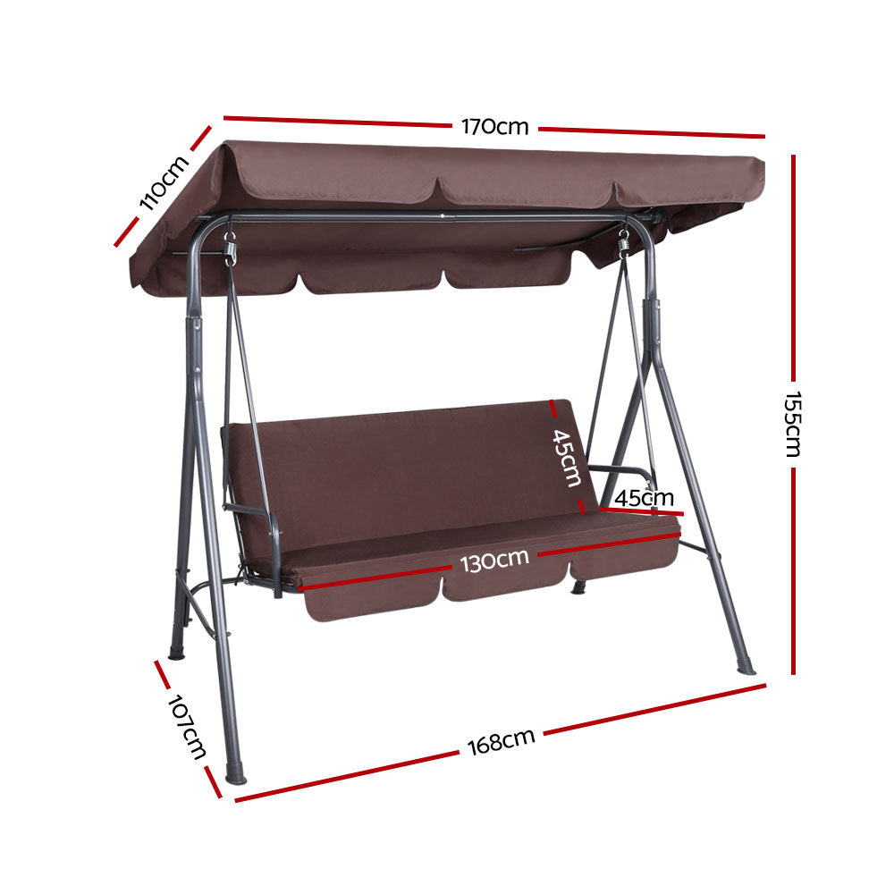 Gardeon Outdoor Swing Chair Hammock 3 Seater Garden Canopy Bench Seat Backyard-Furniture > Outdoor-PEROZ Accessories