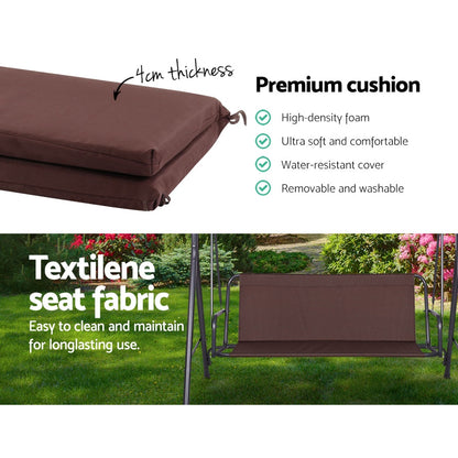Gardeon Outdoor Swing Chair Hammock 3 Seater Garden Canopy Bench Seat Backyard-Furniture &gt; Outdoor-PEROZ Accessories