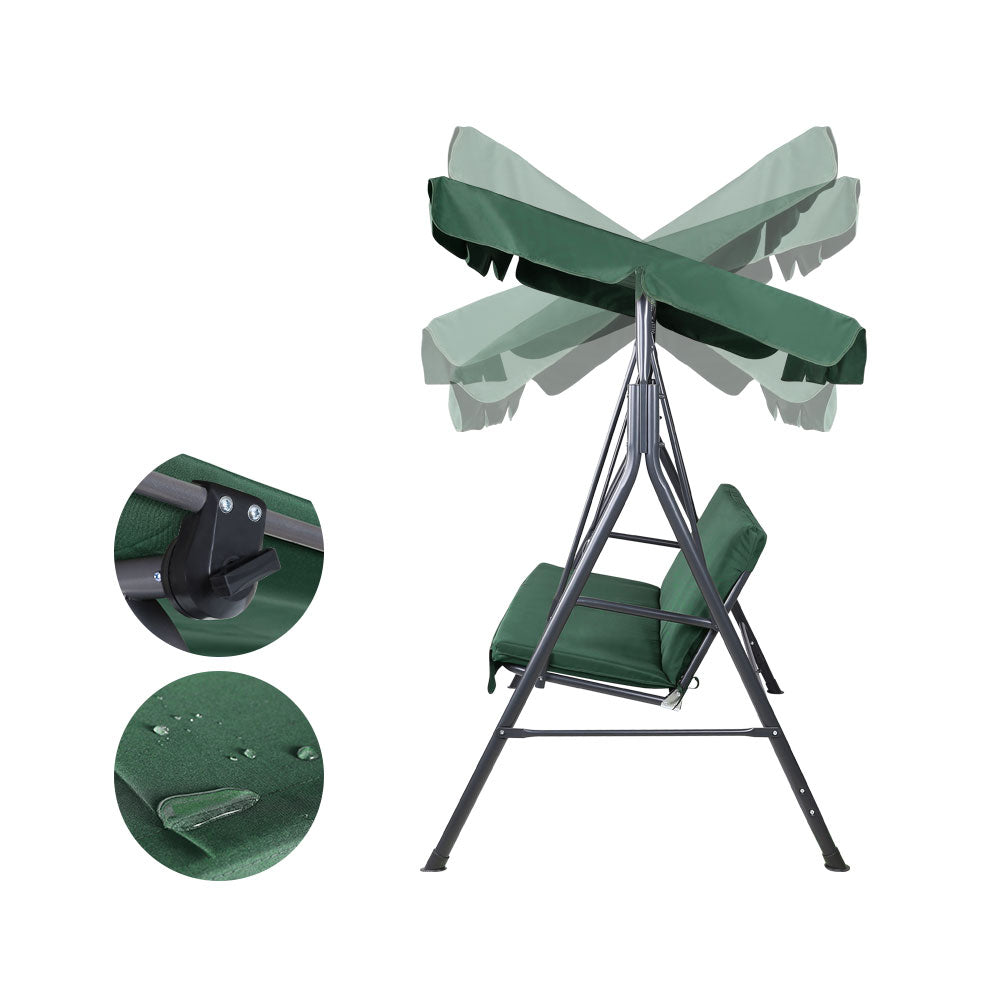 Gardeon Swing Chair Hammock Outdoor Furniture Garden Canopy Bench Seat Green-Furniture &gt; Outdoor-PEROZ Accessories