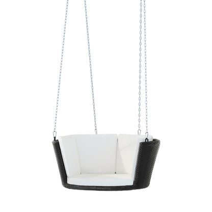 Gardeon Rattan Porch Swing Chair With Chain Cushion Outdoor Furniture Black-Home &amp; Garden &gt; Hammocks-PEROZ Accessories
