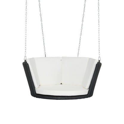 Gardeon Rattan Porch Swing Chair With Chain Cushion Outdoor Furniture Black-Home &amp; Garden &gt; Hammocks-PEROZ Accessories