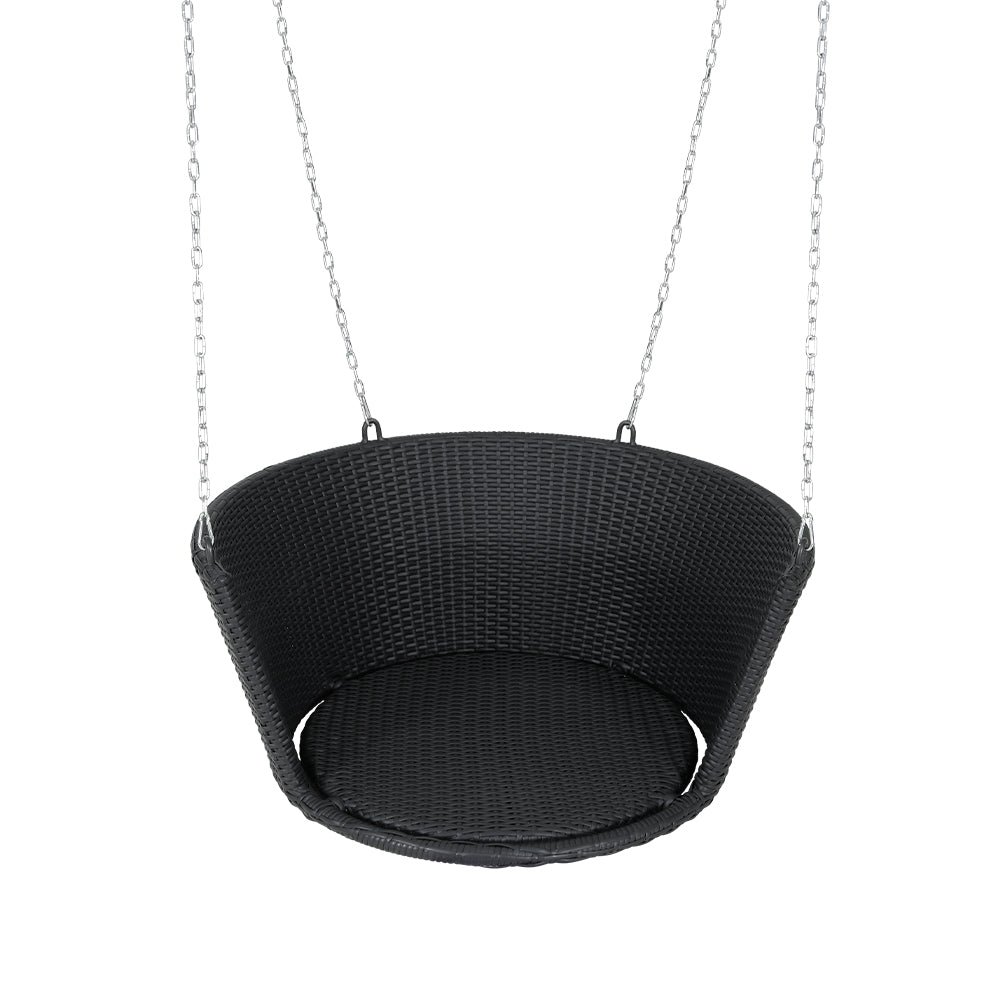 Gardeon Rattan Porch Swing Chair With Chain Cushion Outdoor Furniture Black-Home &amp; Garden &gt; Hammocks-PEROZ Accessories