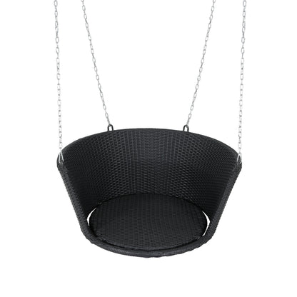 Gardeon Rattan Porch Swing Chair With Chain Cushion Outdoor Furniture Black-Home &amp; Garden &gt; Hammocks-PEROZ Accessories