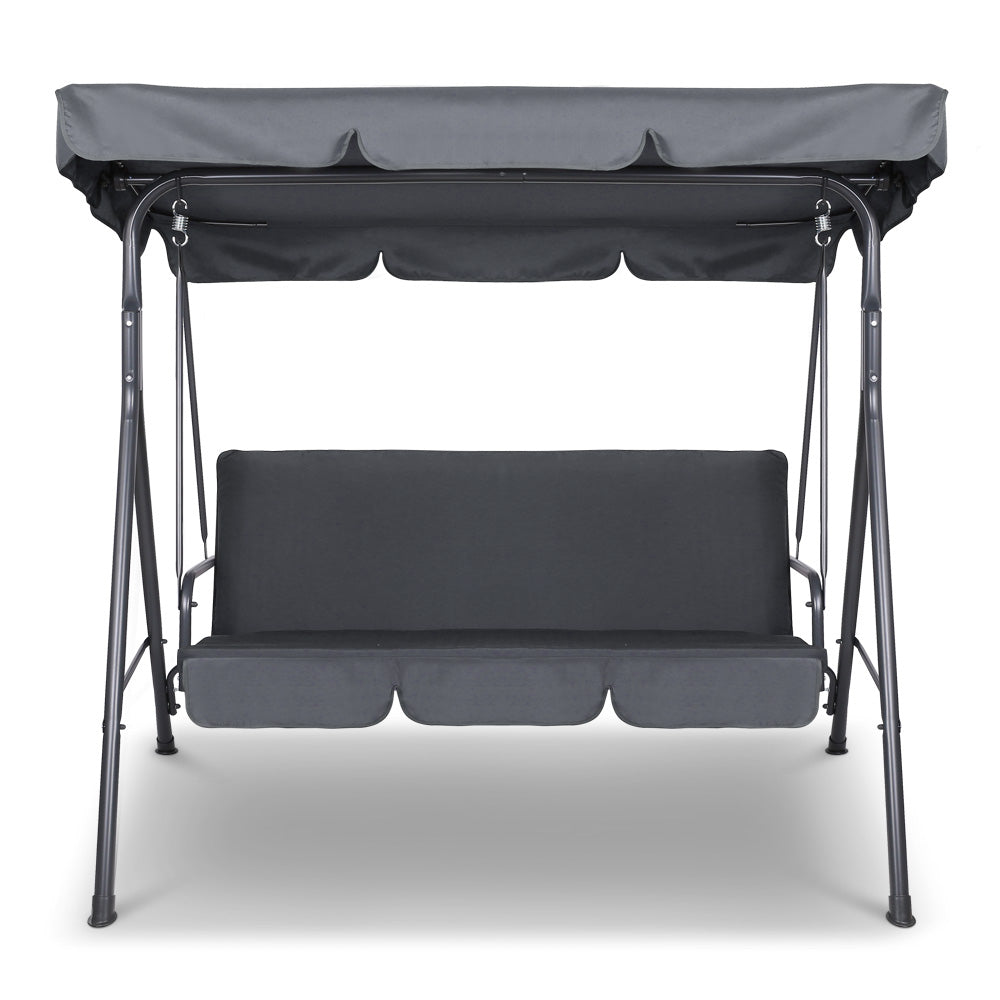 Gardeon Outdoor Swing Chair Hammock Bench Seat Canopy Cushion Furniture Grey-Furniture &gt; Outdoor-PEROZ Accessories