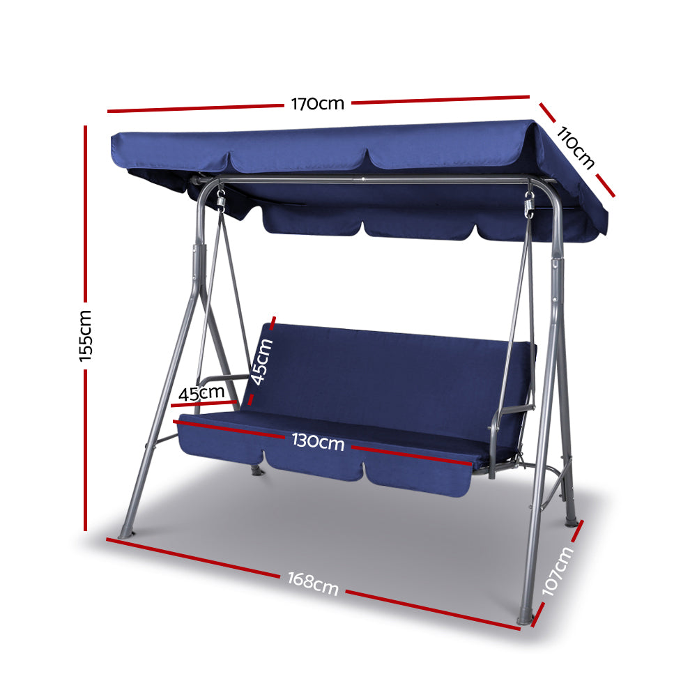 Gardeon Canopy Swing Chair - Navy-Furniture &gt; Outdoor-PEROZ Accessories