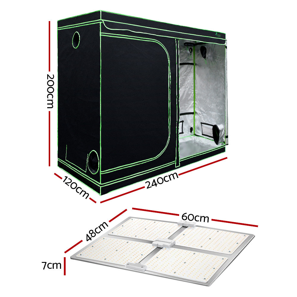 Greenfingers Grow Tent 4500W LED Grow Light Hydroponics Kits System 2.4x1.2x2M-Home &amp; Garden &gt; Green Houses-PEROZ Accessories