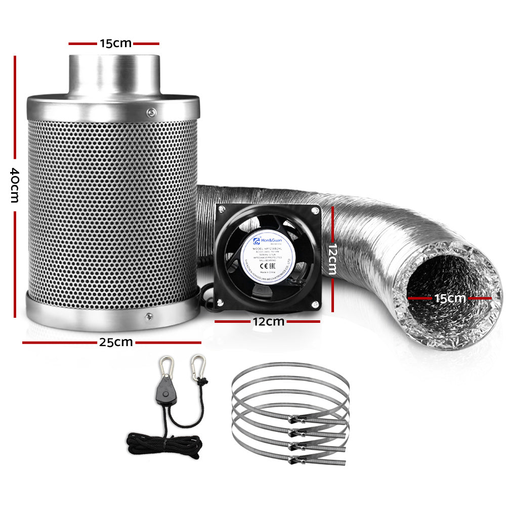 Greenfingers Ventilation Fan and Active Carbon Filter Ducting Kit-Home &amp; Garden &gt; Green Houses-PEROZ Accessories