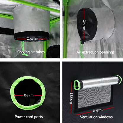 Greenfingers Grow Tent 2000W LED Grow Light 120X120X200cm Mylar 6&quot; Ventilation-Home &amp; Garden &gt; Green Houses-PEROZ Accessories