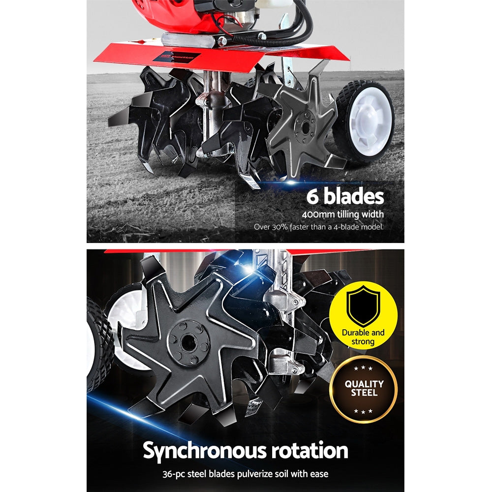 Giantz 88CC Garden Cultivator Tiller Petrol Rotary Hoe 36 Tines Rototiller-Home &amp; Garden &gt; Garden Tools-PEROZ Accessories