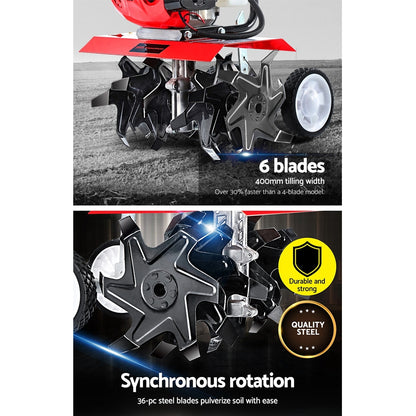 Giantz 88CC Garden Cultivator Tiller Petrol Rotary Hoe 36 Tines Rototiller-Home &amp; Garden &gt; Garden Tools-PEROZ Accessories