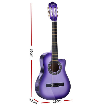 Alpha 34&quot; Inch Guitar Classical Acoustic Cutaway Wooden Ideal Kids Gift Children 1/2 Size Purple-Audio &amp; Video &gt; Musical Instrument &amp; Accessories-PEROZ Accessories