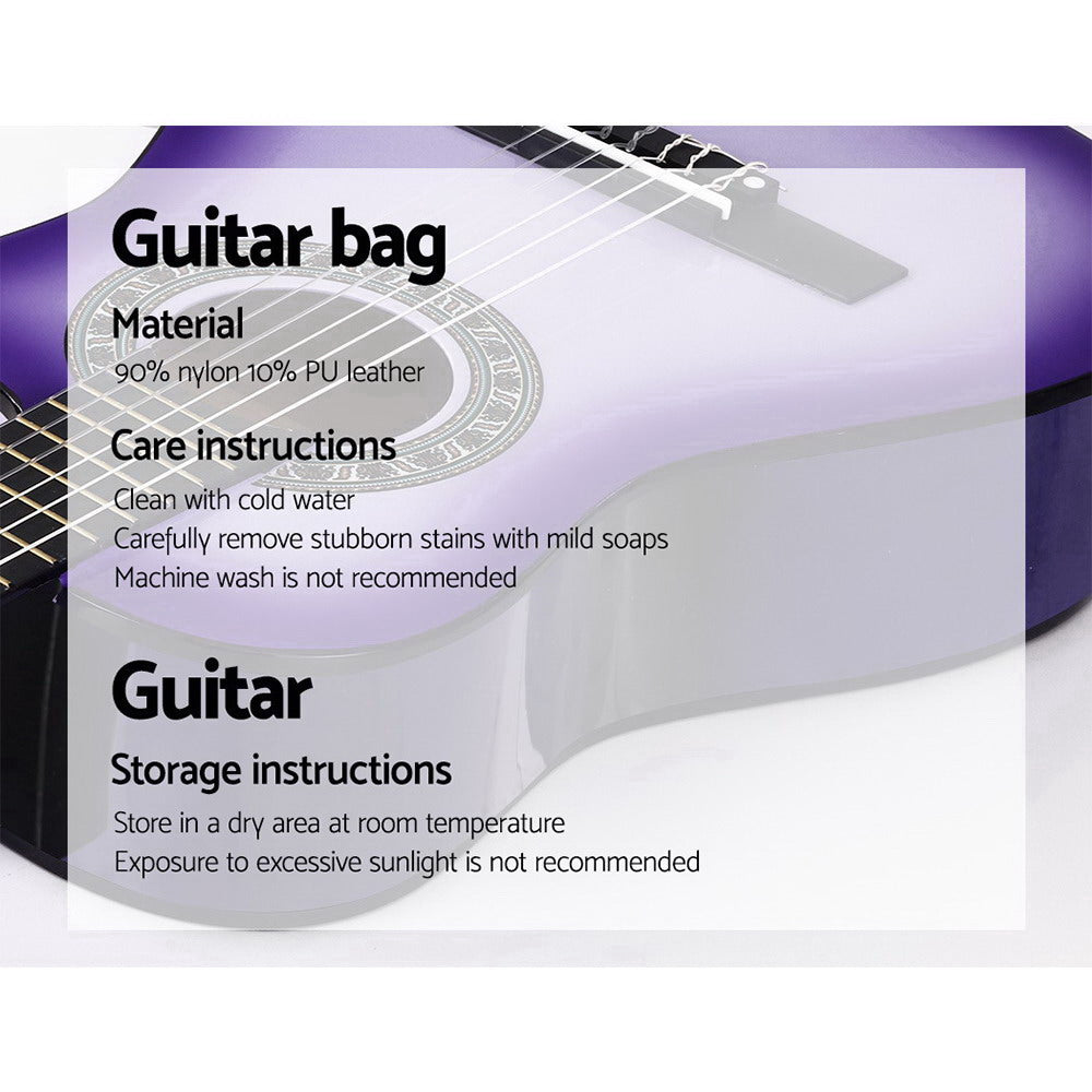 Alpha 34&quot; Inch Guitar Classical Acoustic Cutaway Wooden Ideal Kids Gift Children 1/2 Size Purple-Audio &amp; Video &gt; Musical Instrument &amp; Accessories-PEROZ Accessories