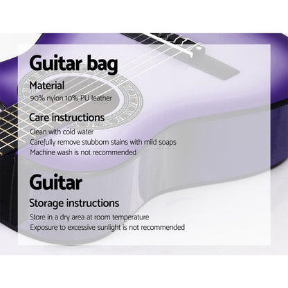 Alpha 34&quot; Inch Guitar Classical Acoustic Cutaway Wooden Ideal Kids Gift Children 1/2 Size Purple-Audio &amp; Video &gt; Musical Instrument &amp; Accessories-PEROZ Accessories