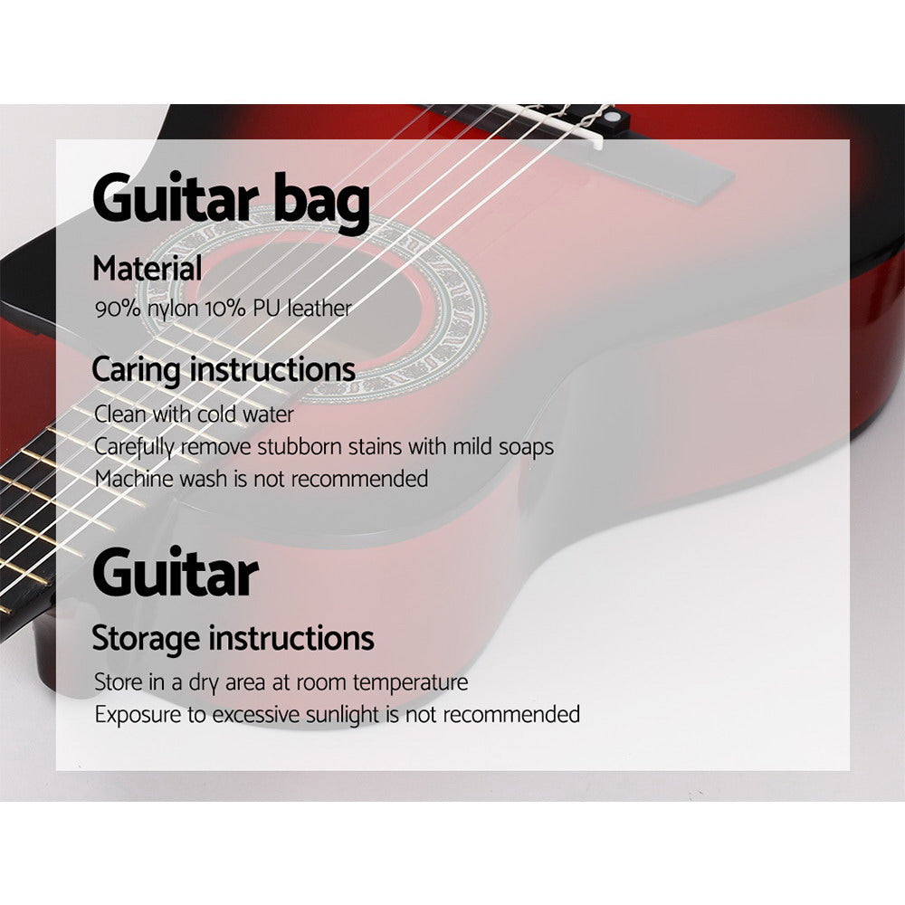Alpha 34&quot; Inch Guitar Classical Acoustic Cutaway Wooden Ideal Kids Gift Children 1/2 Size Red-Audio &amp; Video &gt; Musical Instrument &amp; Accessories-PEROZ Accessories
