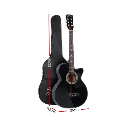 ALPHA 38 Inch Wooden Acoustic Guitar Black-Audio &amp; Video &gt; Musical Instrument &amp; Accessories-PEROZ Accessories