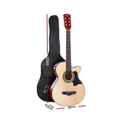 ALPHA 38 Inch Wooden Acoustic Guitar Natural Wood-Audio &amp; Video &gt; Musical Instrument &amp; Accessories-PEROZ Accessories