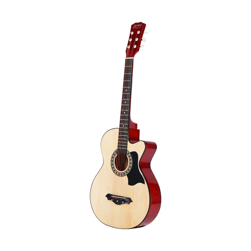 ALPHA 38 Inch Wooden Acoustic Guitar Natural Wood-Audio &amp; Video &gt; Musical Instrument &amp; Accessories-PEROZ Accessories