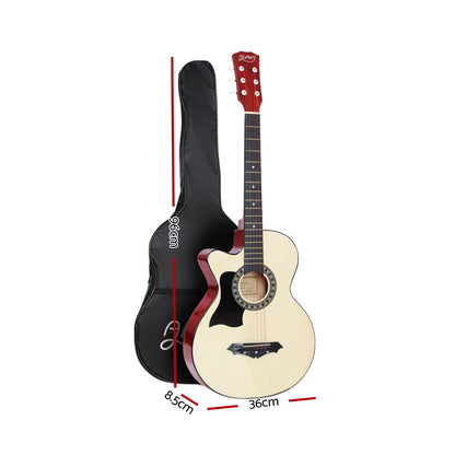ALPHA 38 Inch Wooden Acoustic Guitar Left handed - Natural Wood-Audio &amp; Video &gt; Musical Instrument &amp; Accessories-PEROZ Accessories
