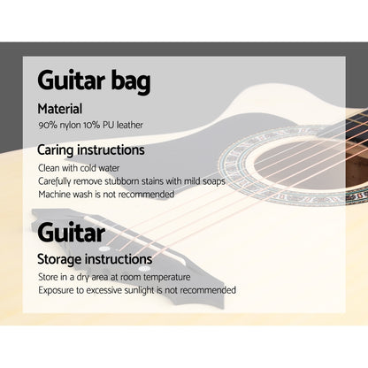 ALPHA 38 Inch Wooden Acoustic Guitar Left handed - Natural Wood-Audio &amp; Video &gt; Musical Instrument &amp; Accessories-PEROZ Accessories