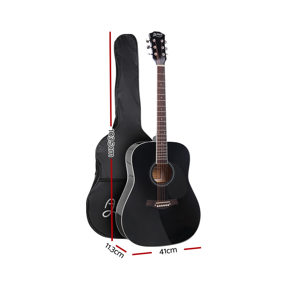 ALPHA 41 Inch Wooden Acoustic Guitar Black-Audio &amp; Video &gt; Musical Instrument &amp; Accessories-PEROZ Accessories