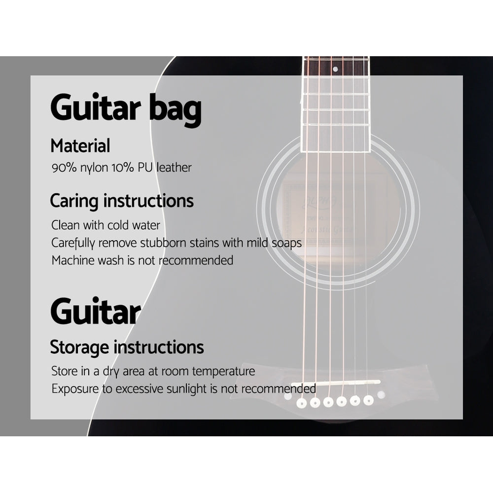 ALPHA 41 Inch Wooden Acoustic Guitar Black-Audio &amp; Video &gt; Musical Instrument &amp; Accessories-PEROZ Accessories