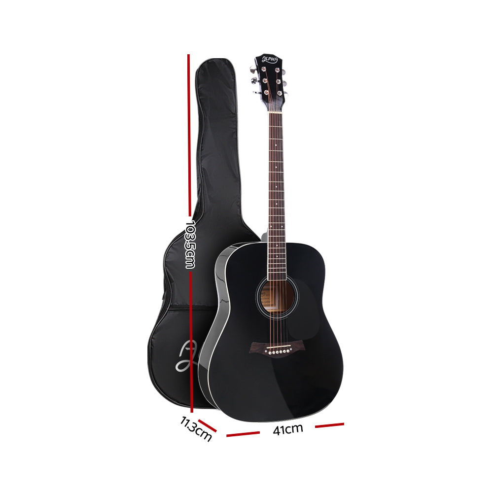 ALPHA 41 Inch Wooden Acoustic Guitar with Accessories set Black-Audio &amp; Video &gt; Musical Instrument &amp; Accessories-PEROZ Accessories
