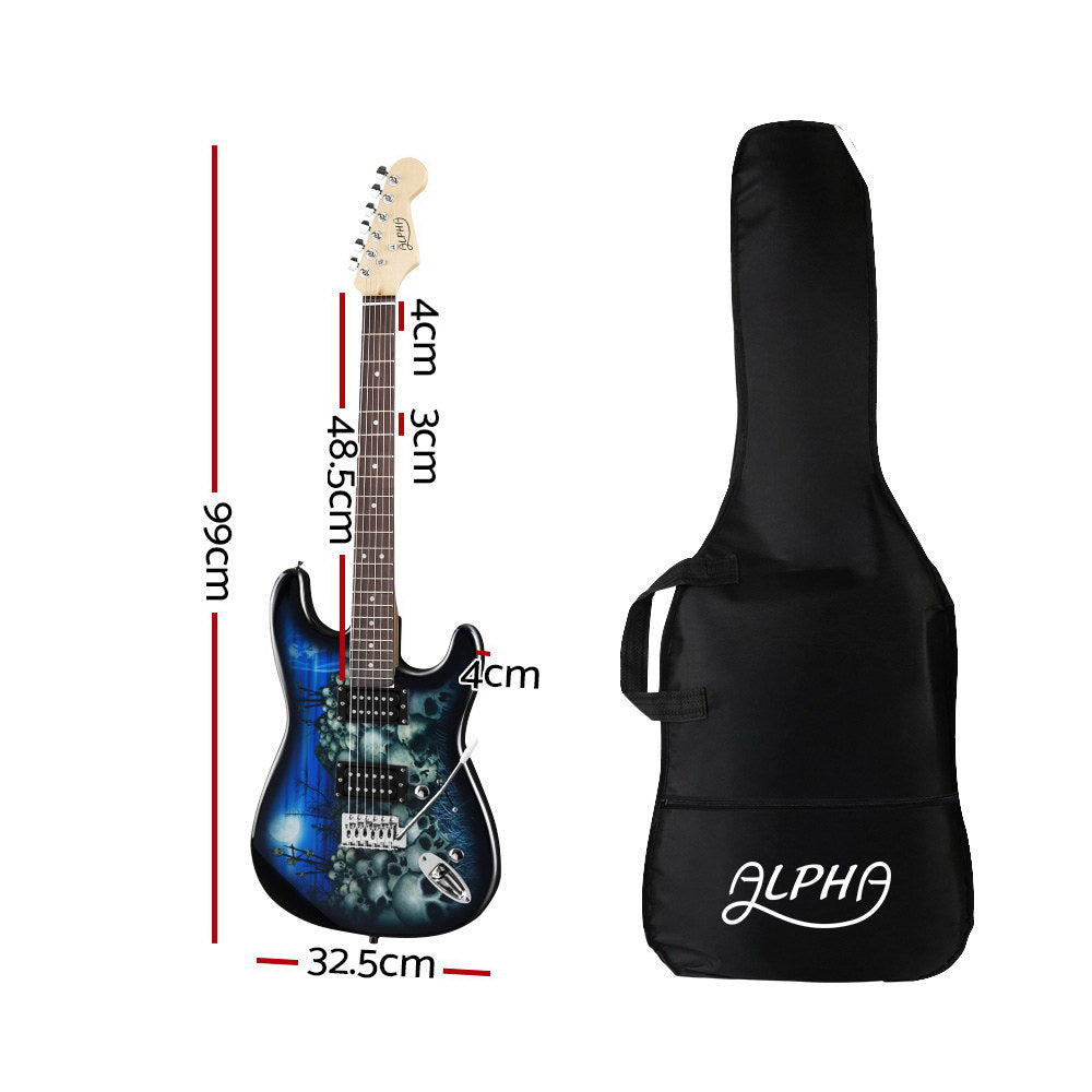 Alpha Electric Guitar Music String Instrument Rock Blue Carry Bag Steel String-Audio &amp; Video &gt; Musical Instrument &amp; Accessories-PEROZ Accessories