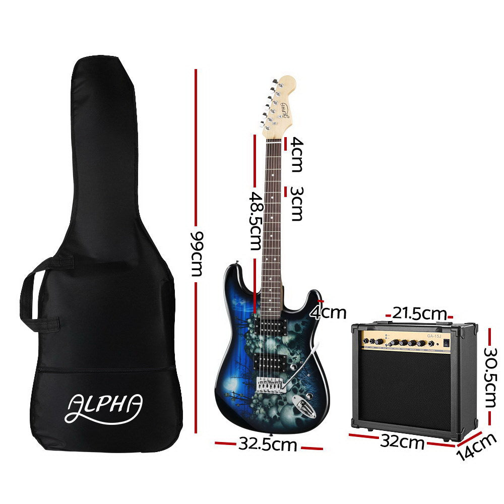 Alpha Electric Guitar Music String Instrument Rock Amplifier Pick Bag Set Blue-Audio &amp; Video &gt; Musical Instrument &amp; Accessories-PEROZ Accessories