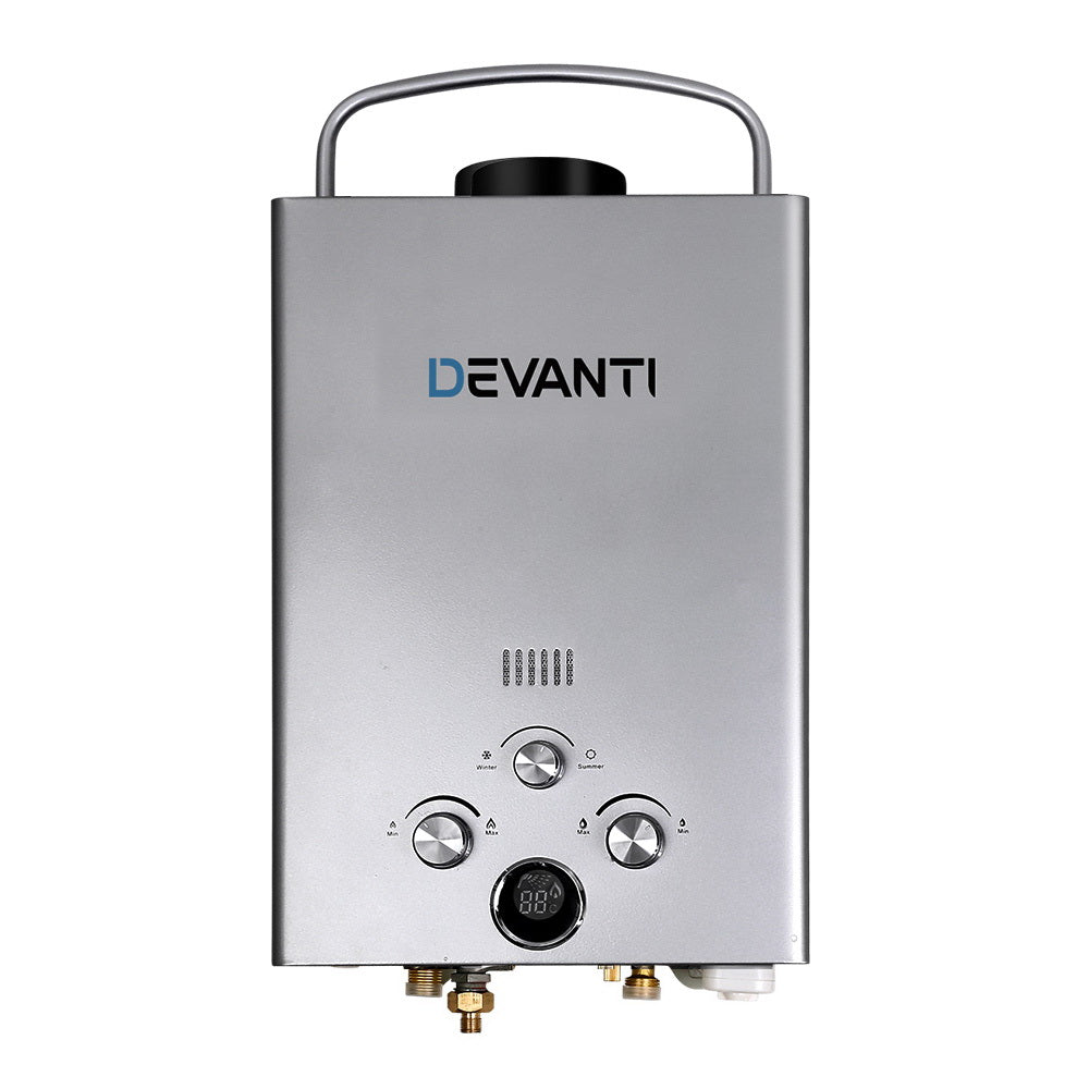 Devanti Portable Gas Water Heater 8LPM Outdoor Camping Shower Grey-Outdoor &gt; Camping-PEROZ Accessories