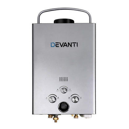 Devanti Portable Gas Water Heater 8LPM Outdoor Camping Shower Grey-Outdoor &gt; Camping-PEROZ Accessories