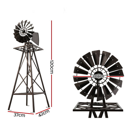 Garden Windmill 120cm Metal Ornaments Outdoor Decor Ornamental Wind Mill-Home &amp; Garden &gt; Decor-PEROZ Accessories