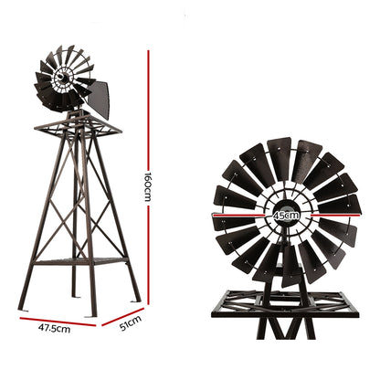 Garden Windmill 160cm Metal Ornaments Outdoor Decor Ornamental Wind Mill-Home &amp; Garden &gt; Decor-PEROZ Accessories