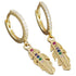 Anyco Drop Fashion Earrings Luxury Zircon Feather Pendant Women Jewelry Gift Gold-Earrings-PEROZ Accessories
