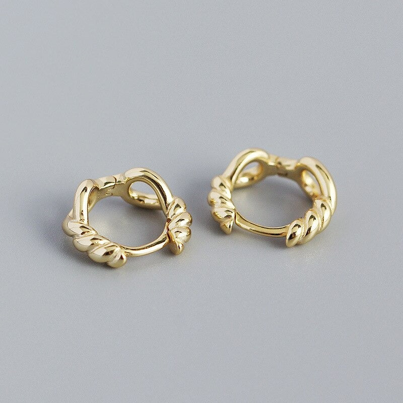 Anyco Hoop Earrings Unique Twist Hollow Huggies Minimalist Bohemian Hip Hop Gothic For Women Party Jewelry Gold-Earrings-PEROZ Accessories