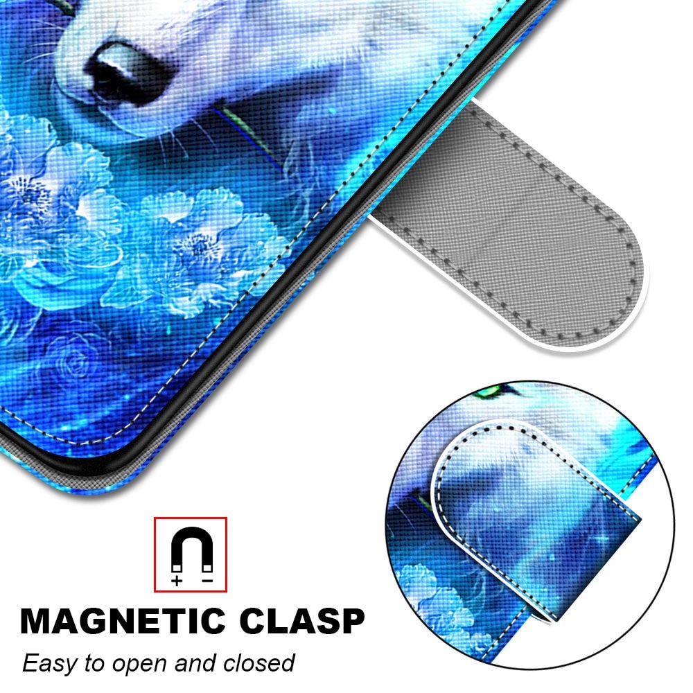 Anymob iPhone Case Blue Cartoon Painted Flip Wallet Leather Phone Cover-Mobile Phone Cases-PEROZ Accessories