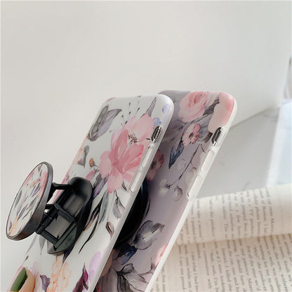 Anymob iPhone Pjnk Orchid Ring Stand Case Back Cover Silicone Phone Cases-Mobile Phone Cases-PEROZ Accessories