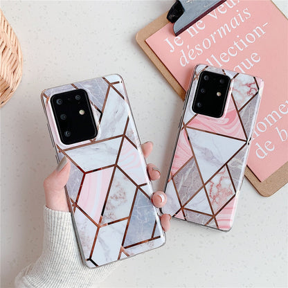 Anymob Samsung Pink Geometric Marble Phone Case Silicone Cover-Mobile Phone Cases-PEROZ Accessories
