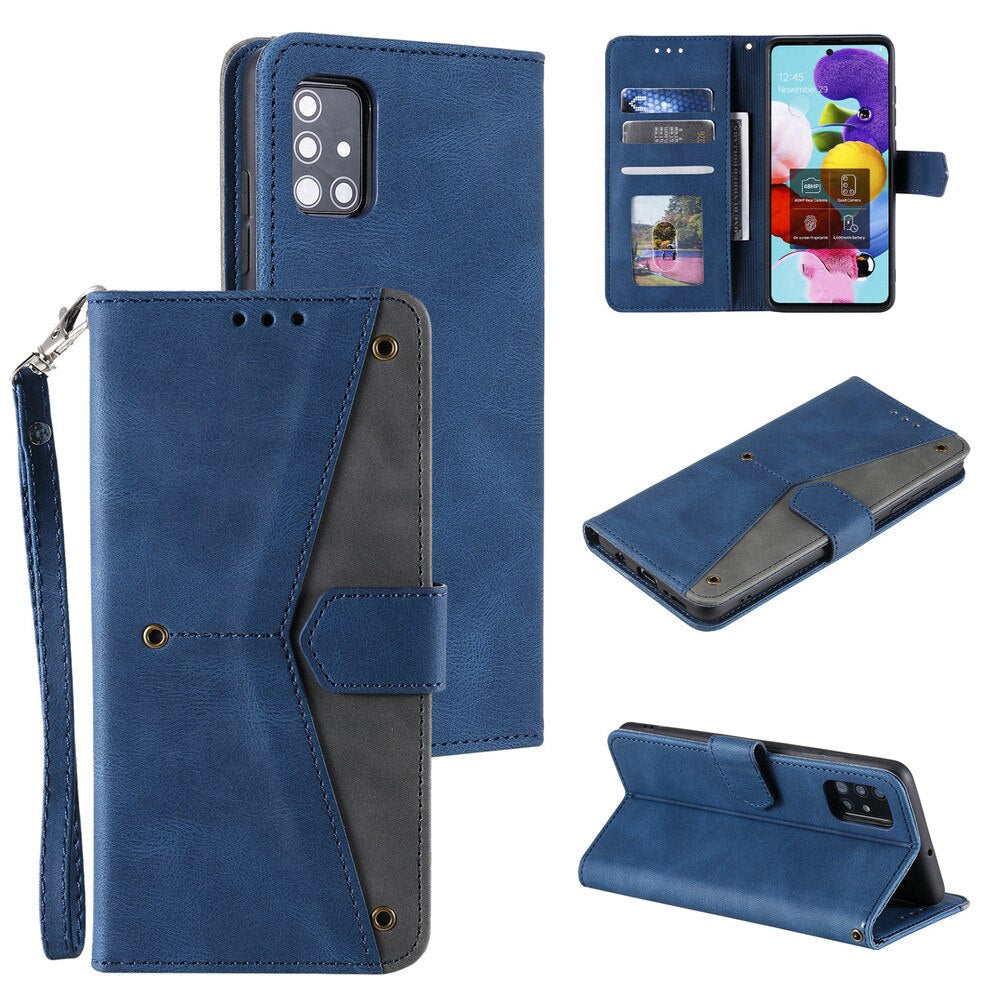 Anymob Samsung Red Splicing Flip Leather Case Card Slot Wallet Phone Cover-Mobile Phone Cases-PEROZ Accessories