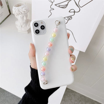 Anymob iPhone Black Beads Bracelet Chain Case Silicone Cover With Wrist Strap-Mobile Phone Cases-PEROZ Accessories