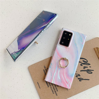 Anymob Samsung Violet Laser Marble Gradient Phone Case Ring Holder Back Cover-Mobile Phone Cases-PEROZ Accessories