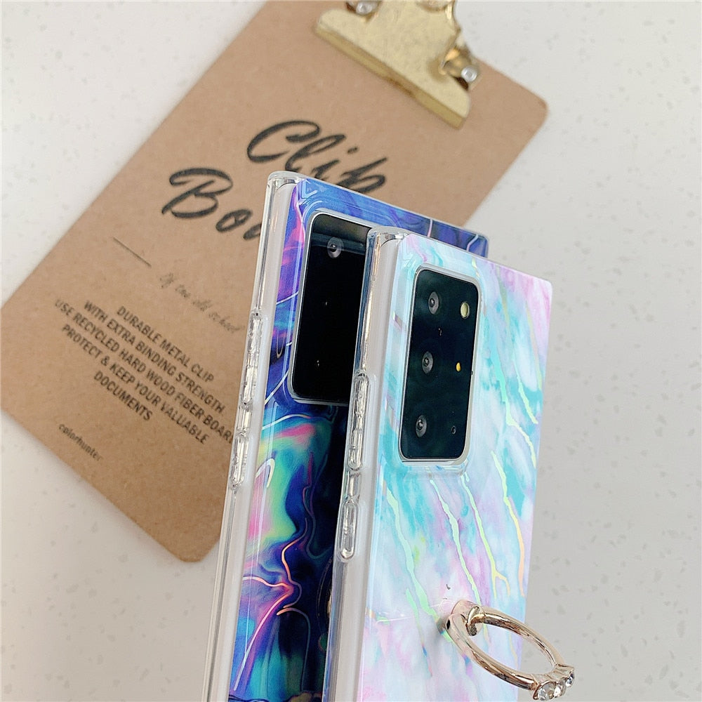 Anymob Samsung Case Blue Marble Protection Soft Cover With Ring Holder Stand-Mobile Phone Cases-PEROZ Accessories