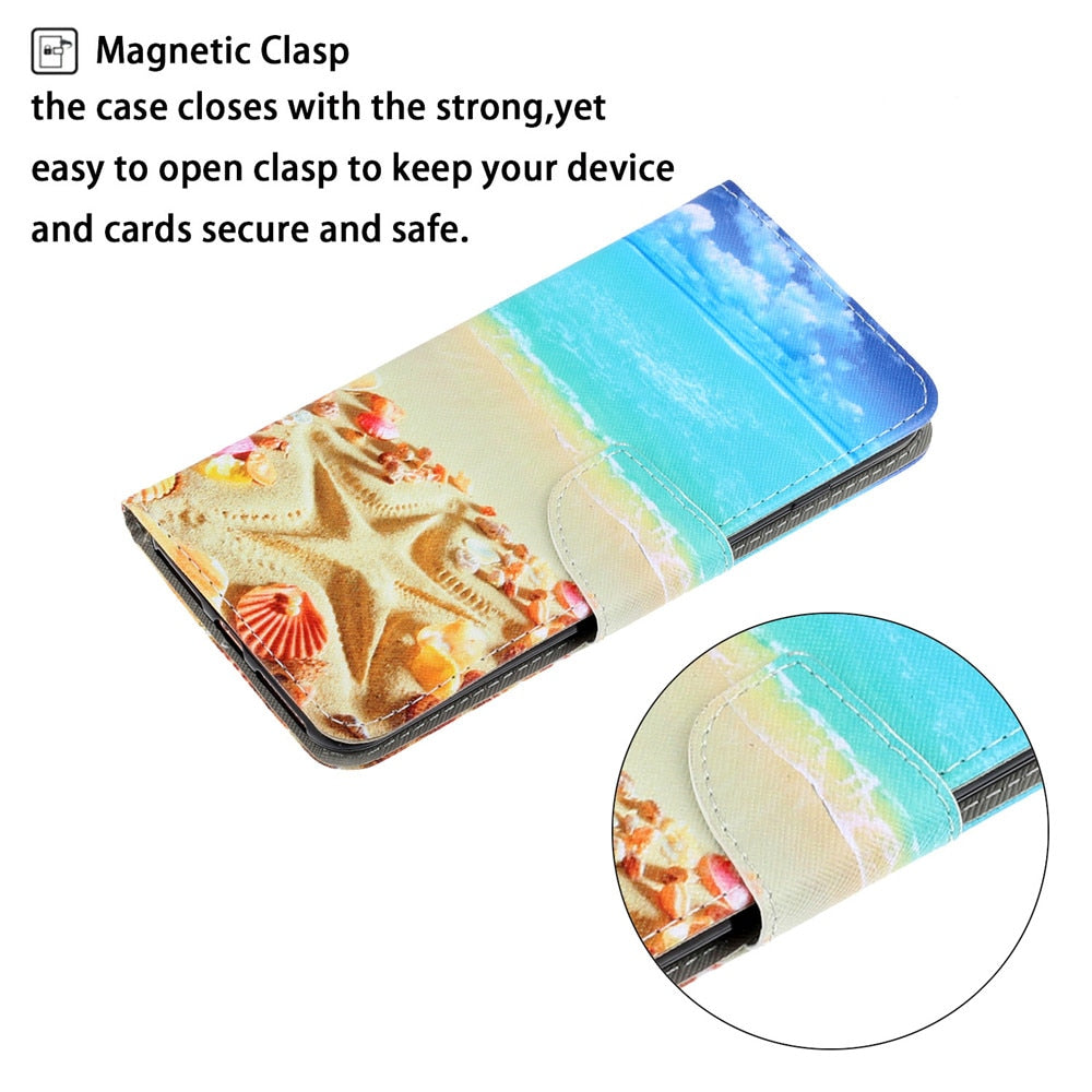 Anymob Samsung Ocean Magnetic Flip Wallet Case Painted Leather Phone Cover-Mobile Phone Cases-PEROZ Accessories